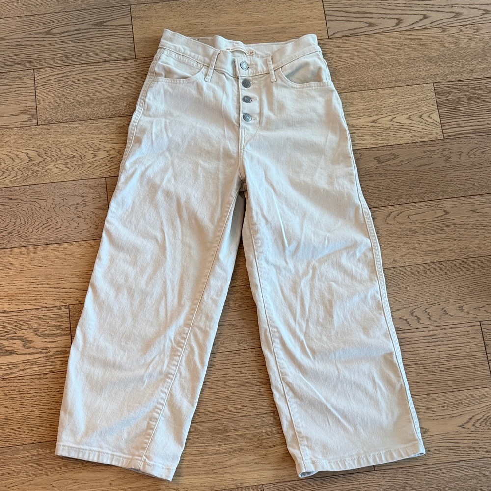 Levi's Cream Wide Leg Jeans
